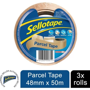 Image of Brown High-Strength Packaging Tape for Professional&Office Use, 3Rolls - Sellotape