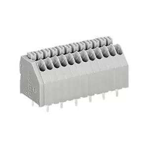 Image of Wago 250-408 8 Pole 2.5mm 4A 45° Push Button PCB Terminal Block Grey