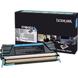 image of Lexmark X748H3CG Cyan Laser Toner Ink Cartridge