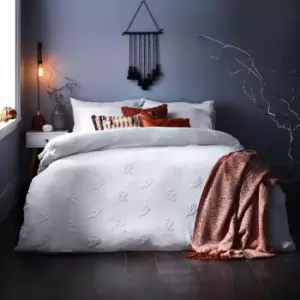 Image of The Linen Yard Ghost Tufted Single Duvet Cover Set Cotton White