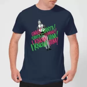 Image of Elf Santa! I Know Him! Mens Christmas T-Shirt - Navy - L