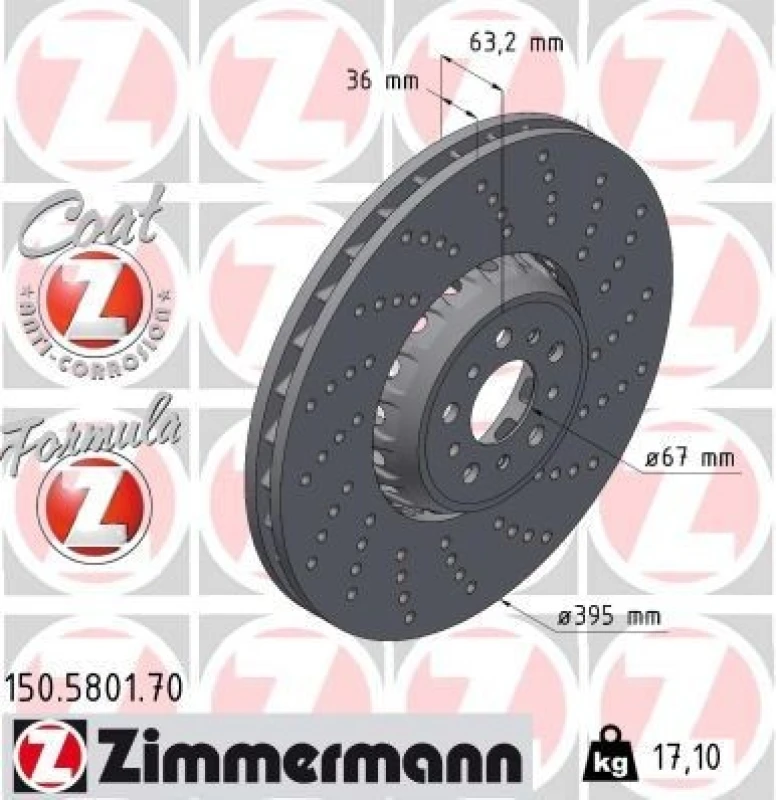 Image of ZIMMERMANN Brake disc ZIMMERMANN 150.5801.70