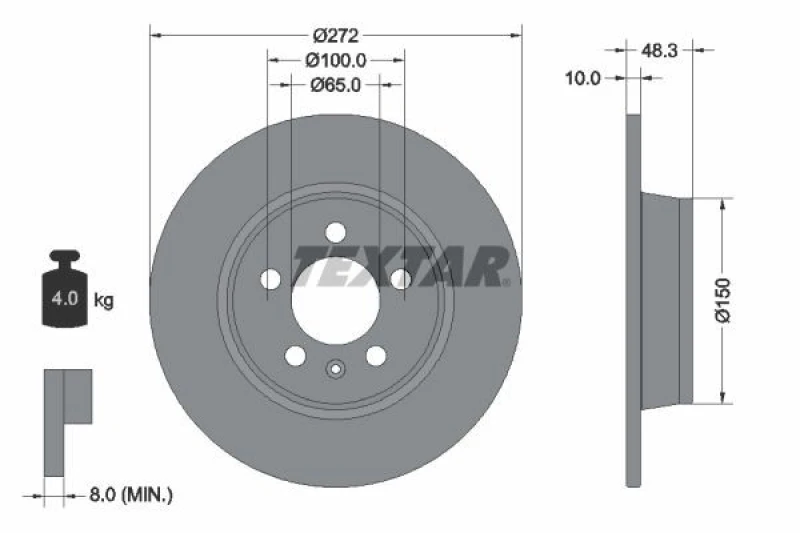 Image of Brake disc TEXTAR 92292003