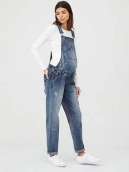 Image of Mama-Licious Maternity Denim Dungarees - Blue Denim, Blue Denim, Size 10, Women