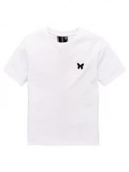 Image of Good For Nothing Boys Tape Back Short Sleeve T-Shirt - White, Size 13-15 Years