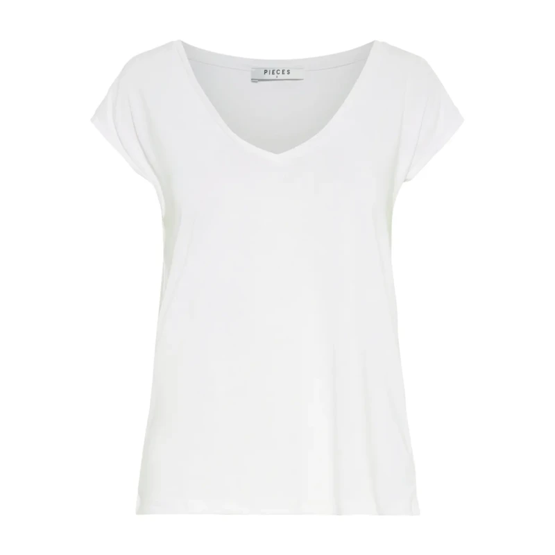 Image of Pieces V-Neck T-Shirt White Women XS;S;L