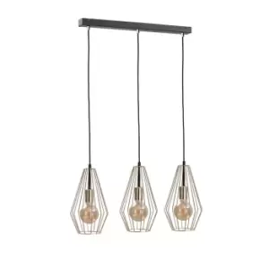 Image of Geo Bar Pendant Ceiling Light Gold, 60cm, 3x E27