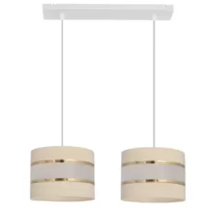 Image of Helen Straight Bar Pendant Ceiling Light Ecru, Gold, White 45cm
