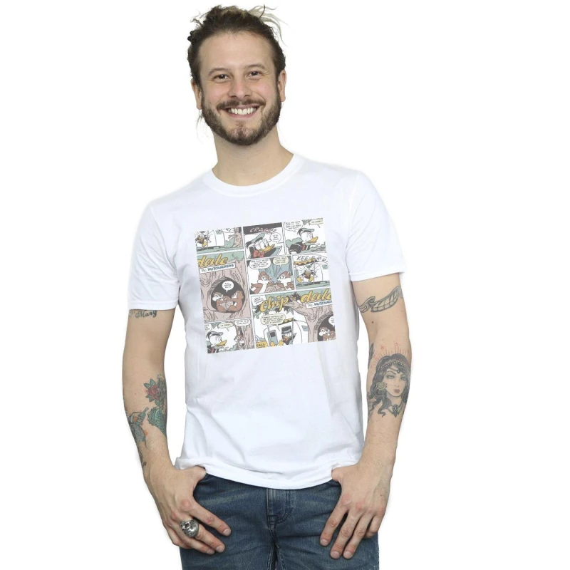 Image of Disney Men Chip 'n Dale Comic T-Shirt in White Size: Small White S Male 5063283618879