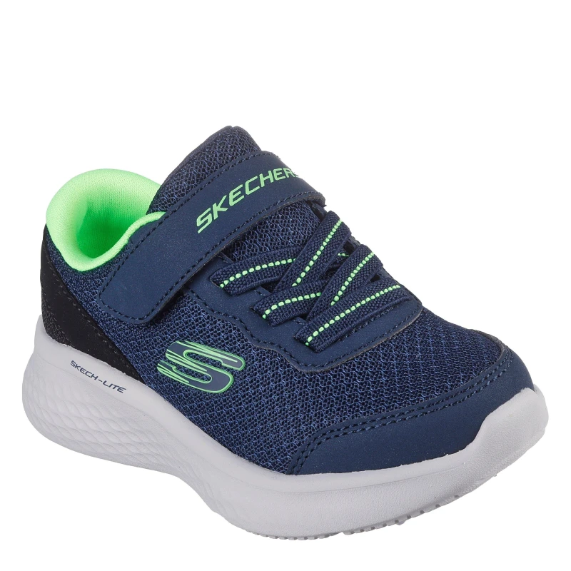 Image of Skechers Lightweight Gore & Strap Toddler Sn Slip On Trainers Unisex Kids Navy/Lime unisex C5 (21.5)