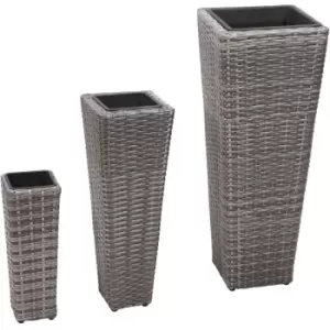 image of Garden Raised Beds 3 pcs Poly Rattan Grey Vidaxl Grey