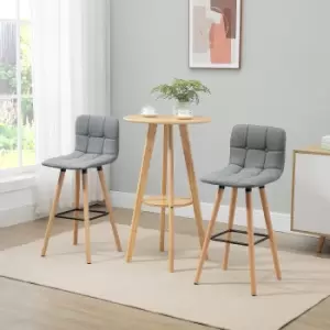 Image of HOMCOM Bar stool Set of 2 Armless Button-Tufted Counter Height Bar Chairs with Wood Legs & Footrest, Grey