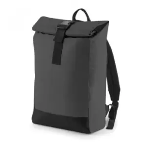 image of BagBase Reflective Roll Top Backpack (One Size) (Black Reflective)