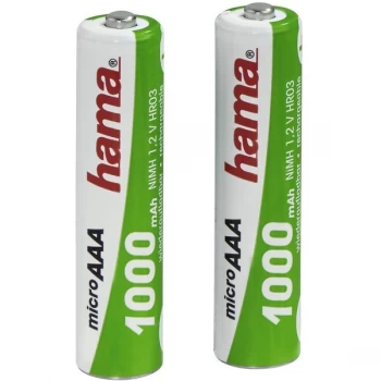 Image of Hama Ready4Power NiMH Rechargeable Batteries 2x AAA (Micro - HR03) 1000 mAh