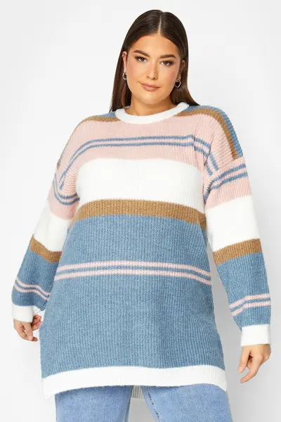 image of Yours Stripe Jumper Blue