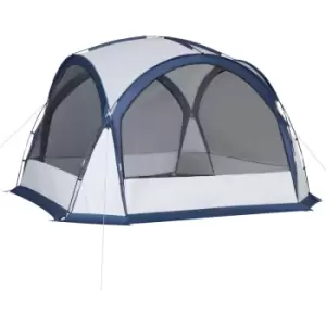 image of Dome Tent for 6-8 Person Camping Tent w/ Zipped Mesh Doors Lamp Hook - White - Outsunny