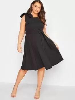 Image of Yours London Bow Shoulder Skater Dress Black, Size 18, Women