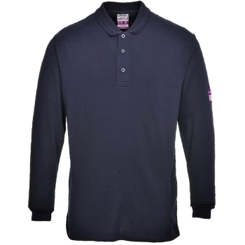 image of FR10NAR4XL - sz 4XL Flame Resistant Anti-Static Long Sleeve Polo Shirt - Navy - Portwest