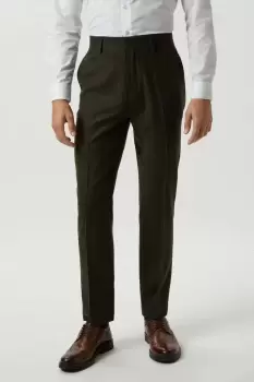 Image of Mens Slim Fit Khaki Basketweave Tweed Suit Trousers