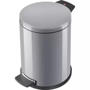 Image of Hailo Waste collector SOLID with pedal, capacity 12 l, steel, zinc plated inner bin, silver
