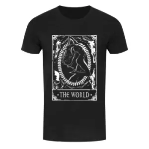 Image of Deadly Tarot Mens The World T Shirt (XL) (Heather Black)