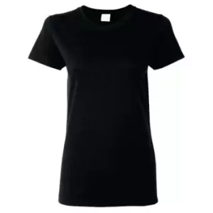 image of Gildan Ladies/Womens Heavy Cotton Missy Fit Short Sleeve T-Shirt (S) (Black)