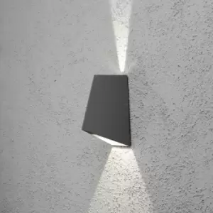 image of Konstsmide Imola Outdoor Modern Up Down Wall Light Anthracite, 2x 4W High Power LED, IP54