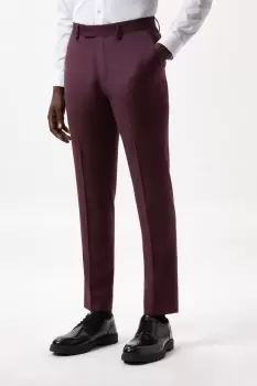 Image of Mens Slim Fit Burgundy Micro Texture Suit Trousers