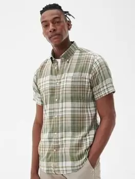 Image of Barbour Oxtown Short Sleeve Tailored Shirt - Green Size M Men