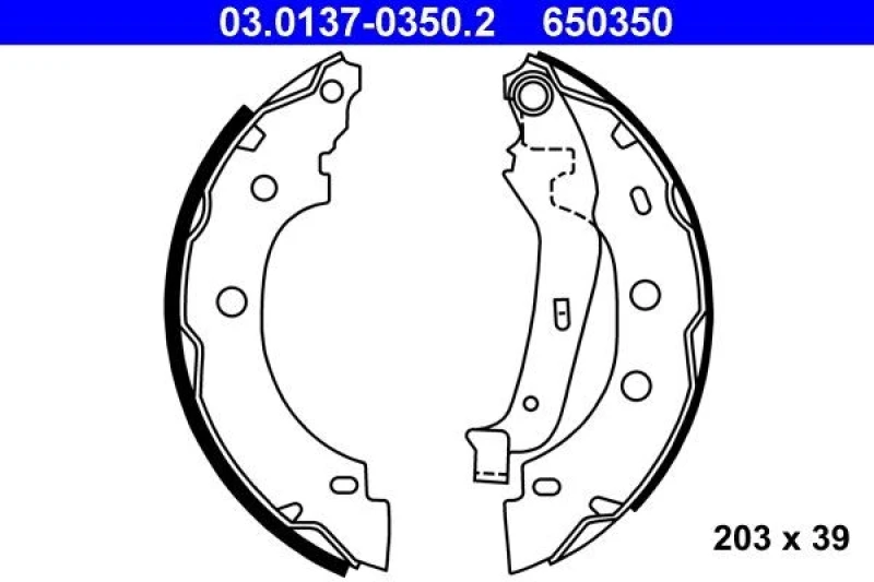 Image of ATE 03.0137-0350.2 Brake Shoes with lever Brake Shoe Set (70)