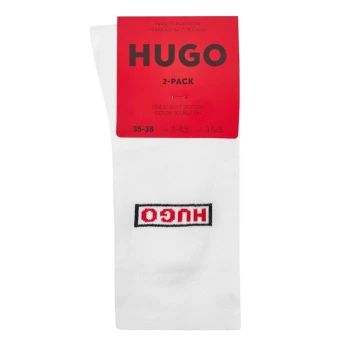 Image of HUGO 2 Pack Logo Crew Socks - White