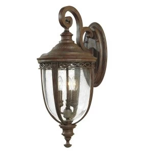 3 Light Outdoor Large Wall Lantern Light British Bronze IP44, E14