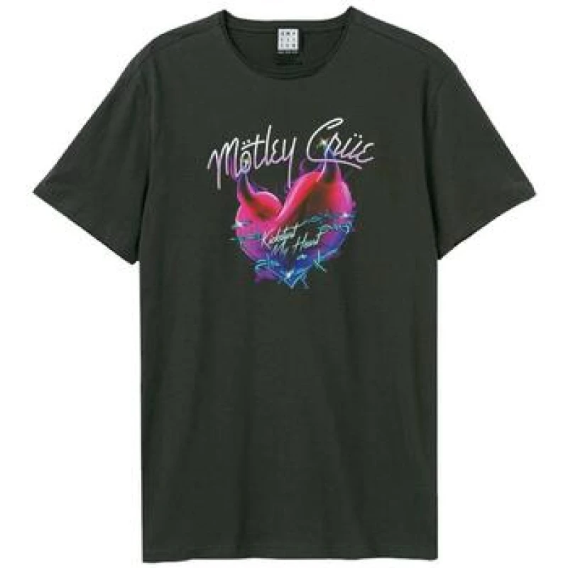 Image of Amplified Amplified Men Kickstart My Heart Motley Crue T-Shirt in Charcoal Size: large Charcoal L Male 5063238007840