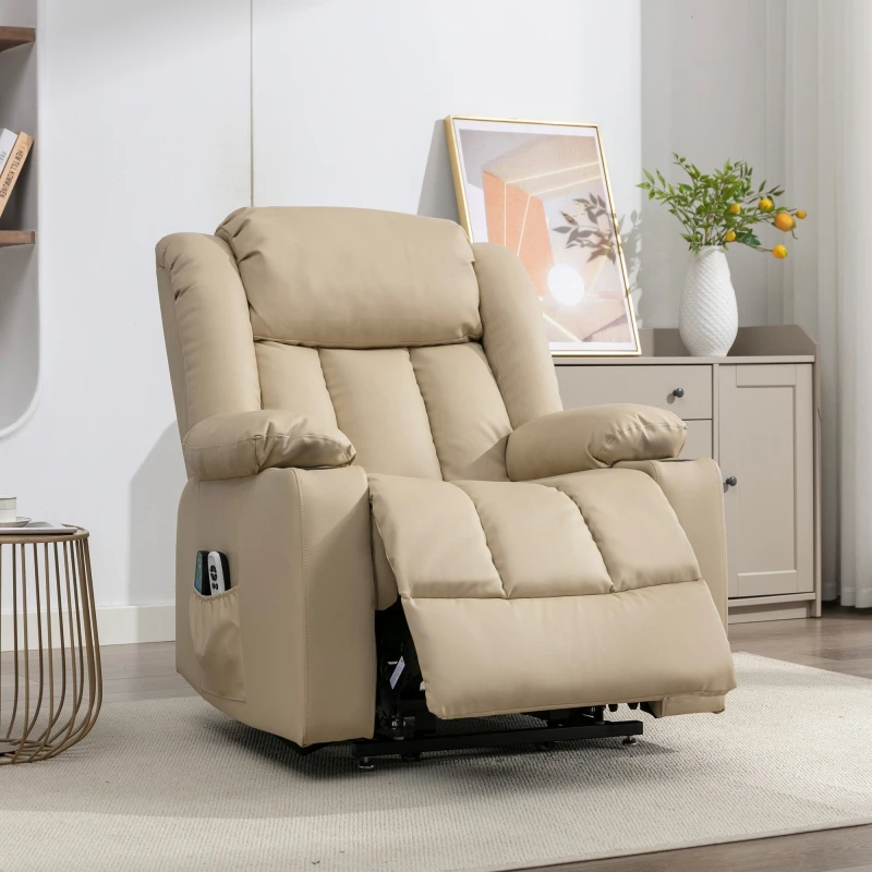 Image of Artemis Home Sheridan Dual Motor Electric Riser Recliner with Massage & Heat in Cream Cream Unisex