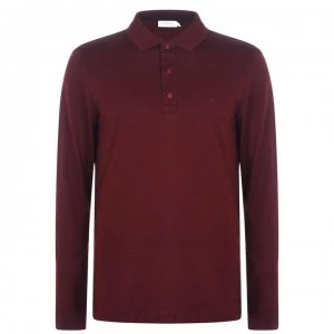 Calvin Klein Liquid Touch Long Sleeve Polo Shirt - Oxblood XUT