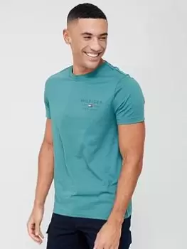 Image of Tommy Hilfiger Classic Small Logo T-Shirt - Teal, Dark Green, Size L, Men