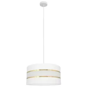 Image of Helen Cylindrical Pendant Ceiling Light White, Gold 40cm