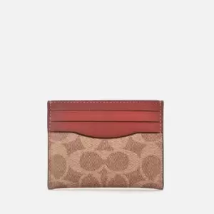 Image of Coach Mens Flat Card Case - Tan/Rust