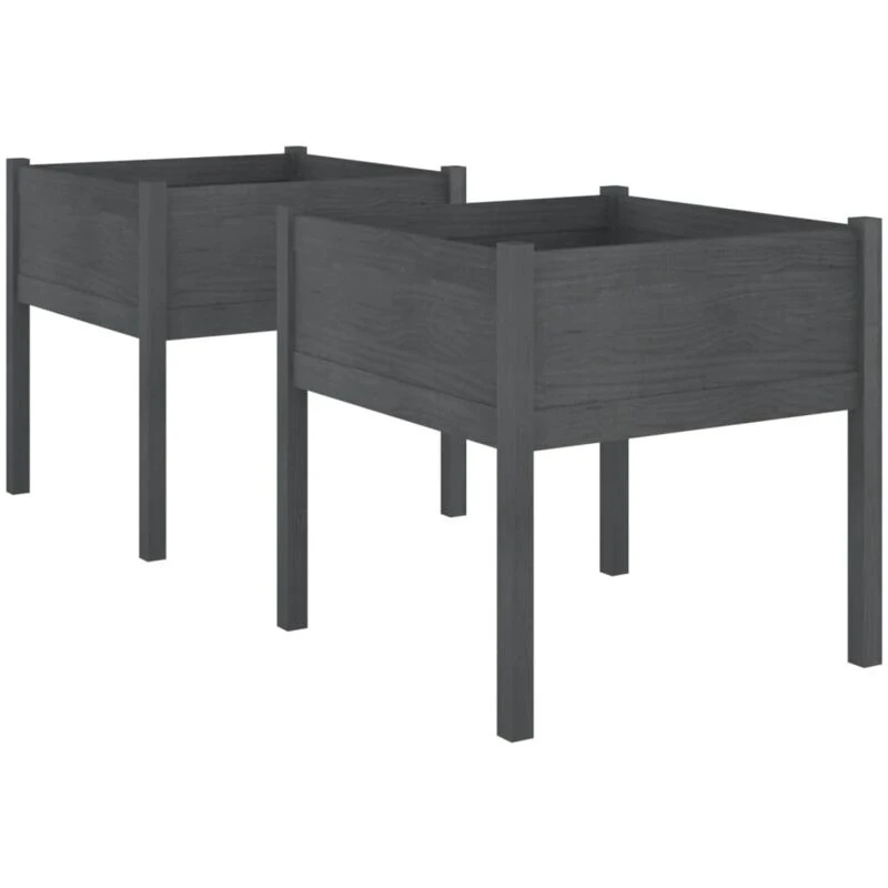 Image of VIDAXL Vidaxl - Garden Planters 2 pcs Grey 70x70x70cm Solid Pinewood 8720286815458