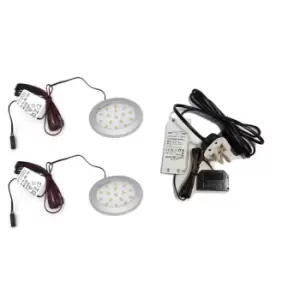 image of Moderix Round LED Light Under Furniture Cabinet Shelf Cupboard Full Kit Lumino -