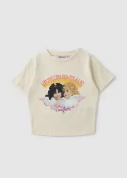 image of Fiorucci Womens Vintage Angel Cropped T-Shirt In Off White