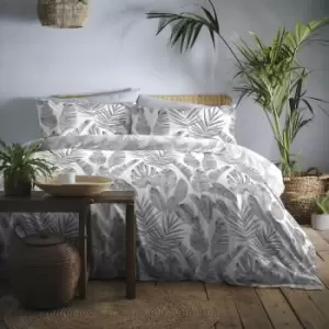 Image of Dreams & Drapes Tahiti Floral Print Easy Care Duvet Cover Set, Grey, Single