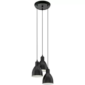 Image of Eglo Priddy 3 Lamp Cluster Pendant Ceiling Light Black, White