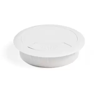 Image of Emuca - pc Computer Desk Plastic Grommet 60mm - Colour White - Pack of 2