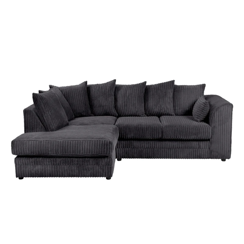 Image of LUXURY LIFE Dylan Jumbo Cord Fabric Left Hand Facing Corner Sofa Black