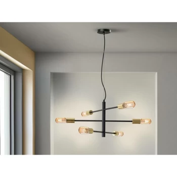 image of Schuller Soho - 6 Light Multi Arm Ceiling Pendant Black, E27