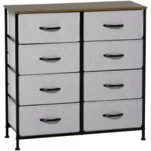 image of 8 Drawer Fabric Chest of Drawers w/ Wooden Top for Closet Hallway Grey - Grey - Homcom