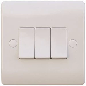 ESR Sline 10A White 3G 2 Way 230V Electric Wall Plate Switch