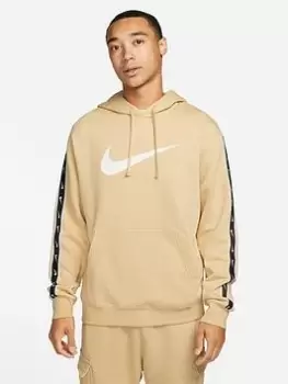 Image of Nike NSW Repeat Swoosh Fleece Hoodie - Beige , Beige, Size S, Men