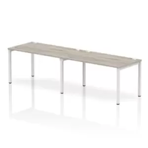 Image of Impulse Bench Single Row 2 Person 1400 White Frame Office Bench Desk Grey Oak
